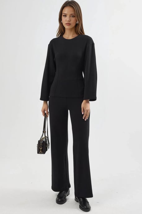 Crew-Neck Langarm-Fitted Bluse - Image 2