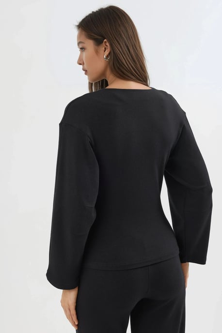 Crew-Neck Langarm-Fitted Bluse - Image 4