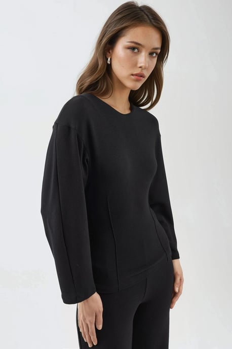 Crew-Neck Langarm-Fitted Bluse - Image 5