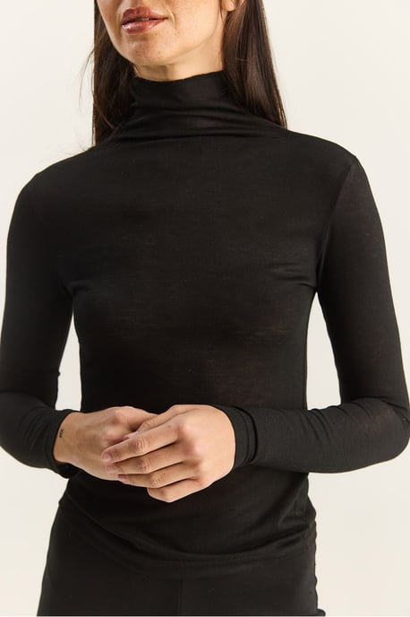 Taillierte Langarm Rollkragenbluse - Image 4