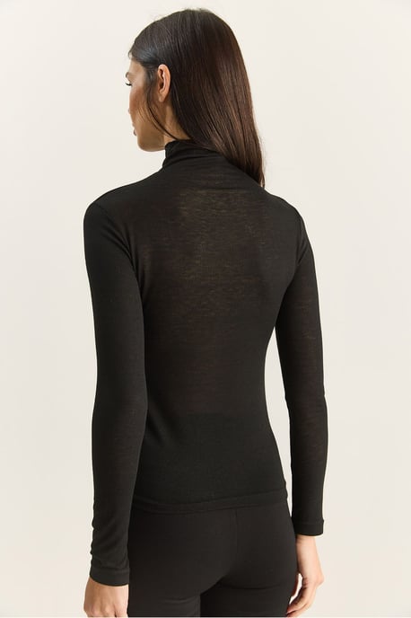 Taillierte Langarm Rollkragenbluse - Image 5