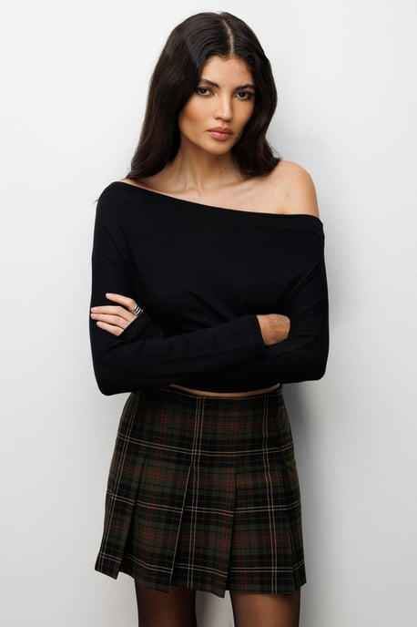 Asymmetrische Kragen Schmal geschnittene Crop-Bluse mit Ausschnitt - Image 3