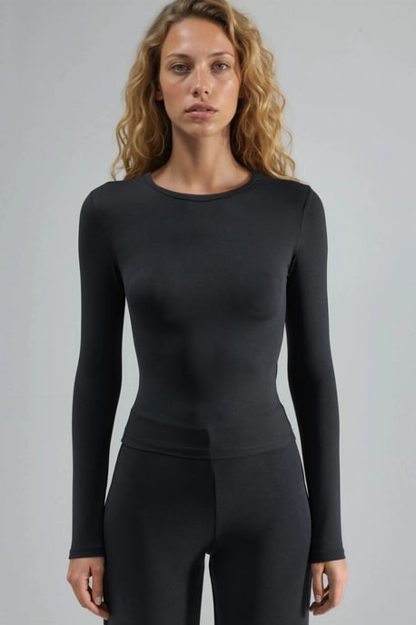 Slim-Fit Rundhals Langarmbluse - Image 6