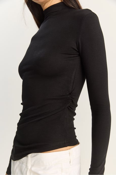 Figurbetontes Rollkragen-Longsleeve-Bluse mit Rüschendetail - Image 6