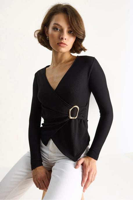 Doppelt knöpfbare Bluse mit Zubehördetail - Image 2