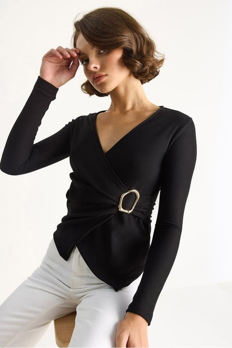 Doppelt knöpfbare Bluse mit Zubehördetail - Image 4