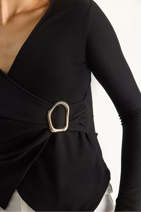 Doppelt knöpfbare Bluse mit Zubehördetail - Image 5