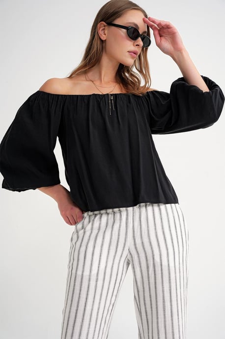 Modal-Blend Bluse mit Madonna-Kragen und Rüschendetail - Image 2