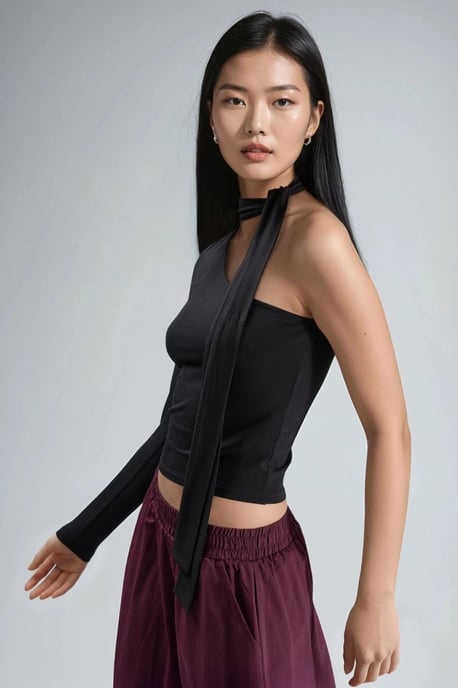 Einärmelige Bluse mit Schal-Detail - Image 2