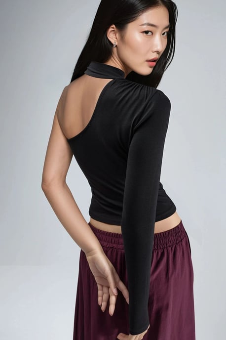 Einärmelige Bluse mit Schal-Detail - Image 3