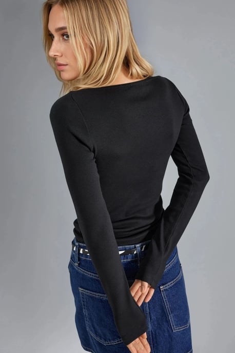 Bluse mit Spitzen-Detail und V-Ausschnitt - Image 4
