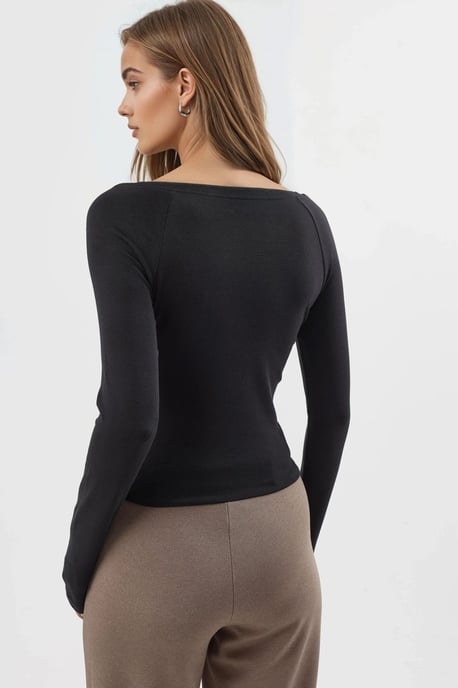 V-Ausschnitt Langarm-Fitted Bluse - Image 4