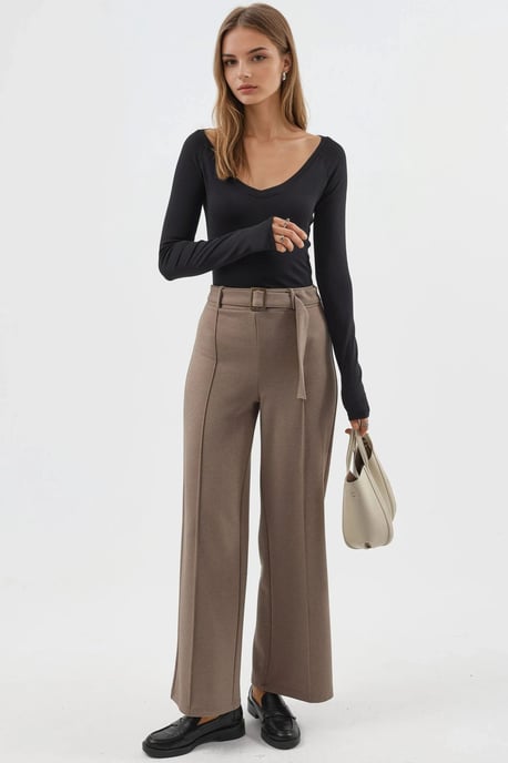 V-Ausschnitt Langarm-Fitted Bluse - Image 5