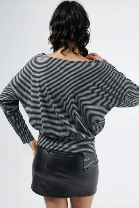 Gestreifte Bootsausschnitt-Bluse - Image 3