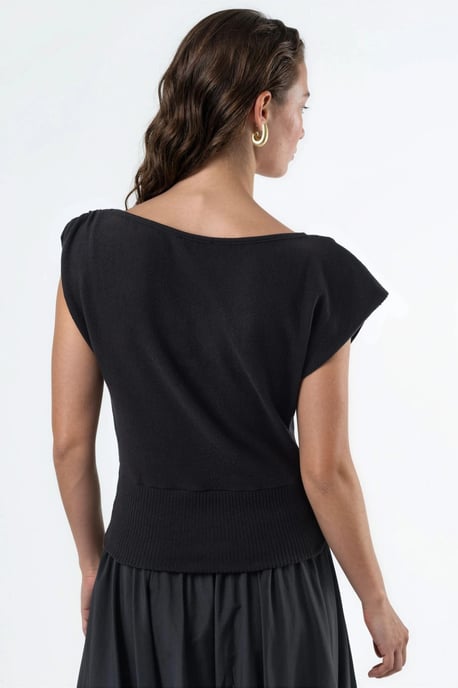 Bootsausschnitt gerippte Bluse - Image 3