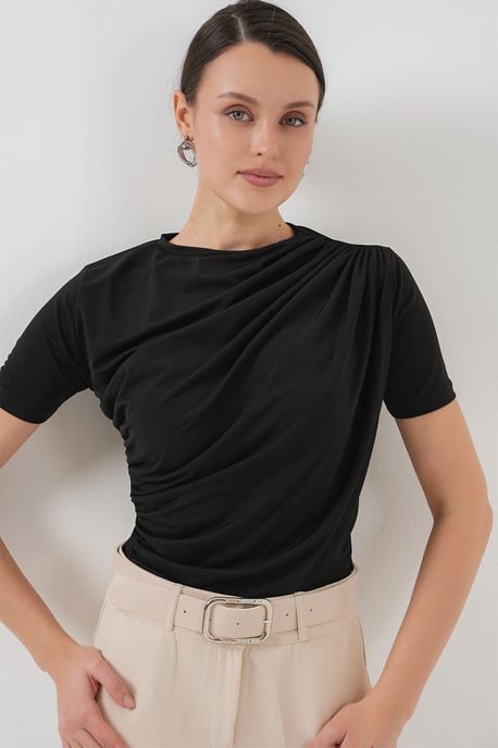 Bluse mit taillierter Passform und Rüschendetail mit Rundhalsausschnitt - Image 4