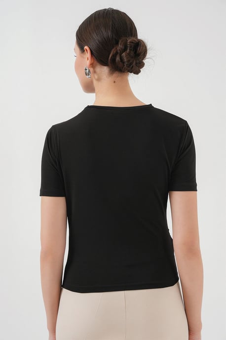 Bluse mit taillierter Passform und Rüschendetail mit Rundhalsausschnitt - Image 6