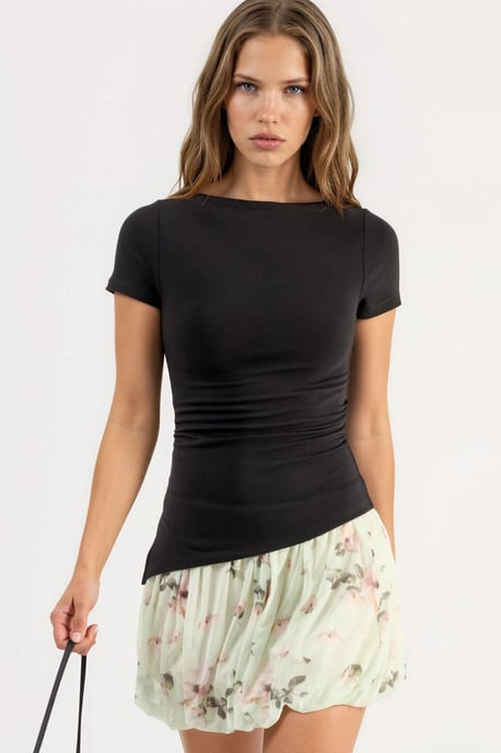 Slim Fit Bluse mit Schlitzdetails und Drapierung - Image 1