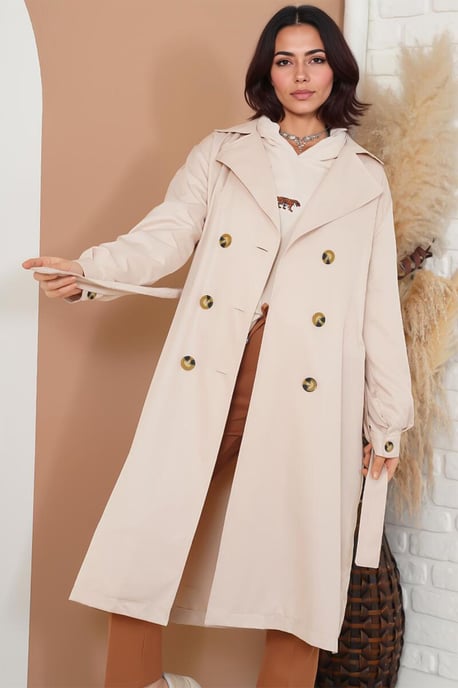 Doppelt gelegter langer Trenchcoat - Image 2
