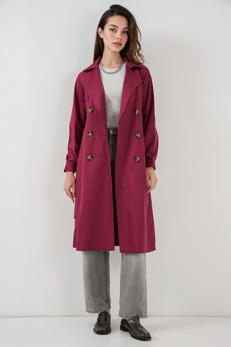 Doppelreihiger langer Trenchcoat - Image 2