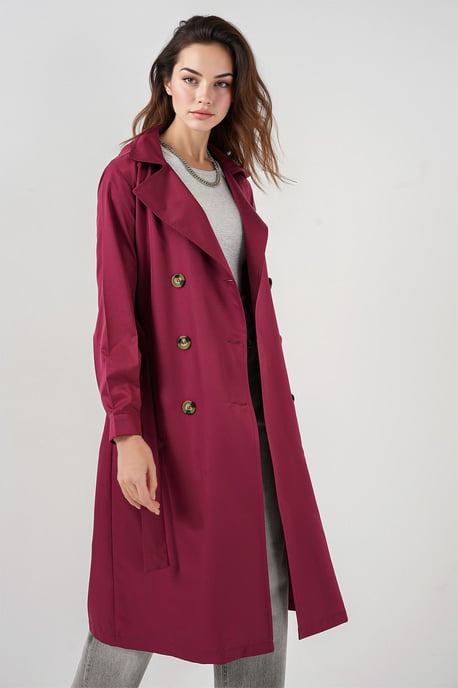Doppelreihiger langer Trenchcoat - Image 3