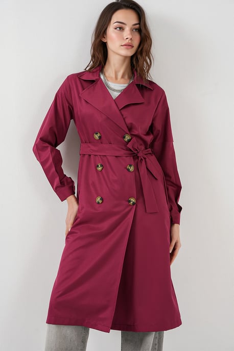 Doppelreihiger langer Trenchcoat - Image 4