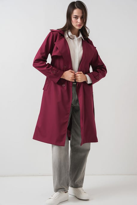 Doppelt gelegter langer Trenchcoat - Image 2