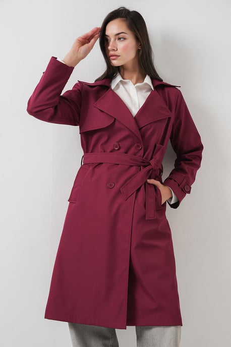 Doppelt gelegter langer Trenchcoat - Image 4