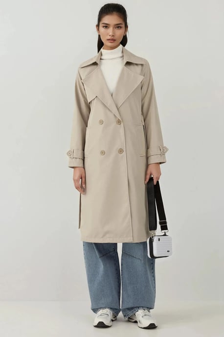 Doppelreihiger Langer Trenchcoat - Image 3