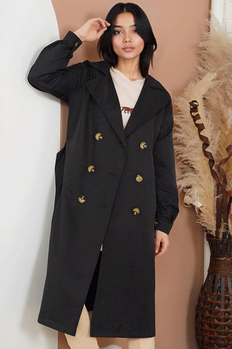 Doppeltbreasted langer Trenchcoat - Image 2