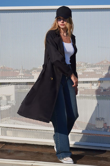 Doppelt gefütterter langer Trenchcoat - Image 1