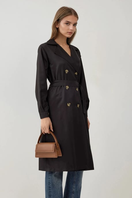 Doppelt gefütterter langer Trenchcoat - Image 3