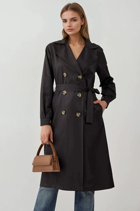 Doppelt gefütterter langer Trenchcoat - Image 4