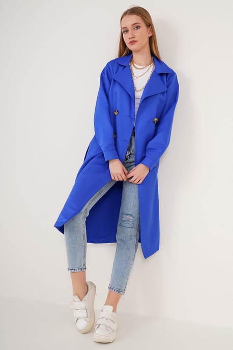 Doppelreihiger langer Trenchcoat - Image 4