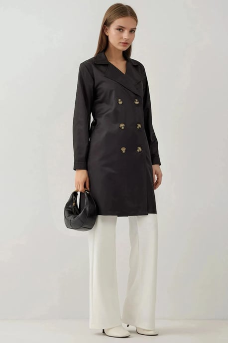 Doppelreiher Elastischer Trenchcoat - Image 2