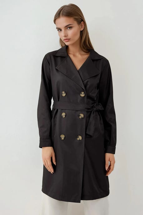 Doppelreiher Elastischer Trenchcoat - Image 5