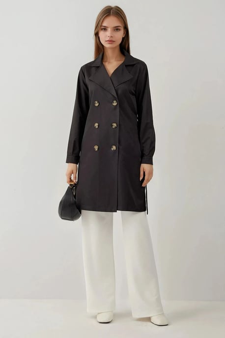 Doppelreiher Elastischer Trenchcoat - Image 6