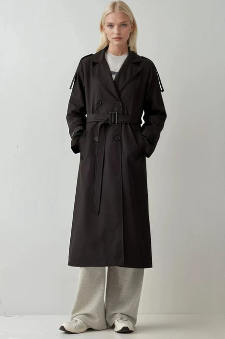 Doppelt gelegter langer Trenchcoat - Image 1