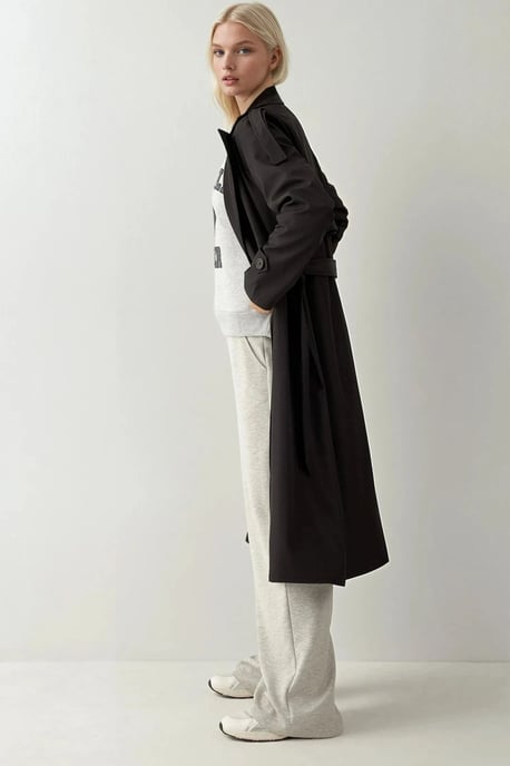 Doppelt gelegter langer Trenchcoat - Image 3