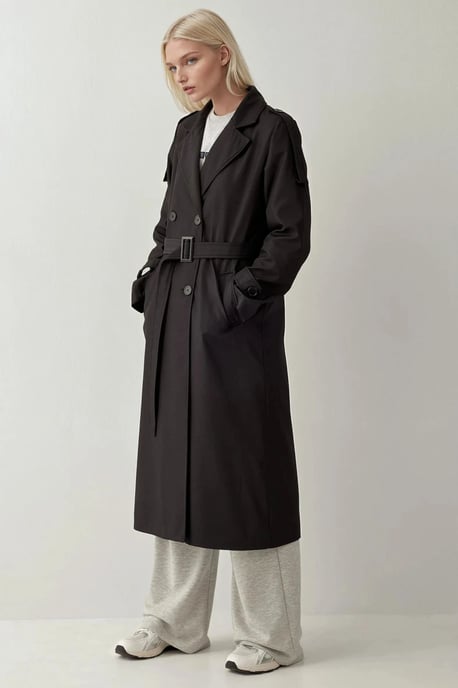 Doppelt gelegter langer Trenchcoat - Image 4