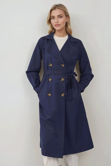 Doppelt knöpfbarer elastischer Trenchcoat - Image 1