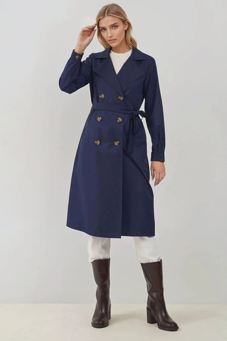 Doppelt knöpfbarer elastischer Trenchcoat - Image 2