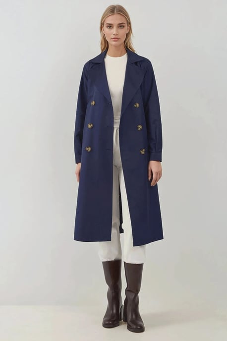 Doppelt knöpfbarer elastischer Trenchcoat - Image 5
