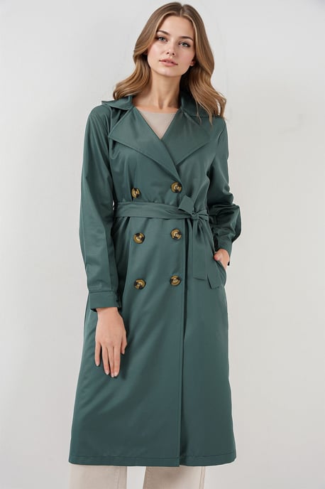 Doppelt gelegter langer Trenchcoat - Image 3