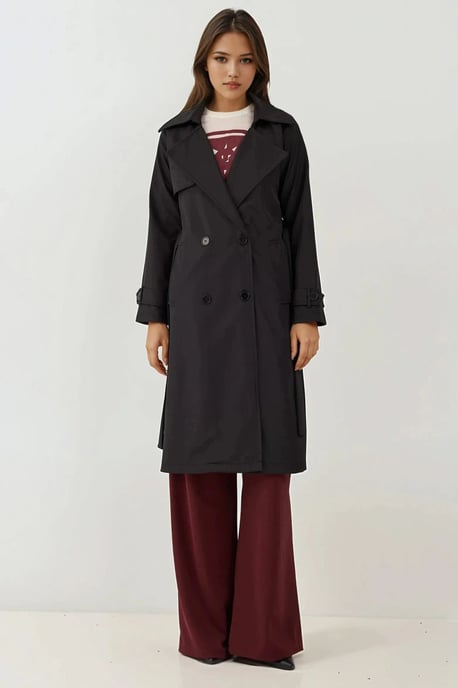 Doppelreihiger Langer Trenchcoat - Image 2