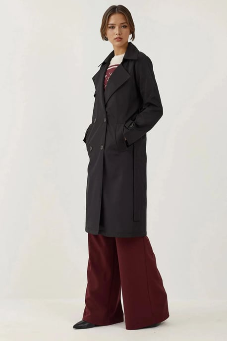 Doppelreihiger Langer Trenchcoat - Image 3