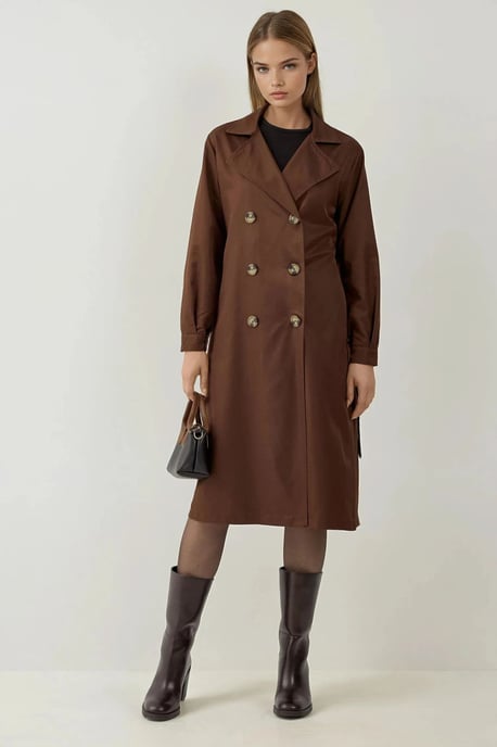 Doppelreihiger langer Trenchcoat - Image 2