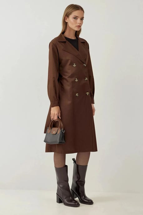 Doppelreihiger langer Trenchcoat - Image 3