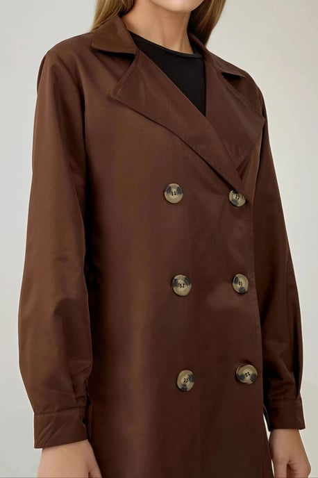 Doppelreihiger langer Trenchcoat - Image 6
