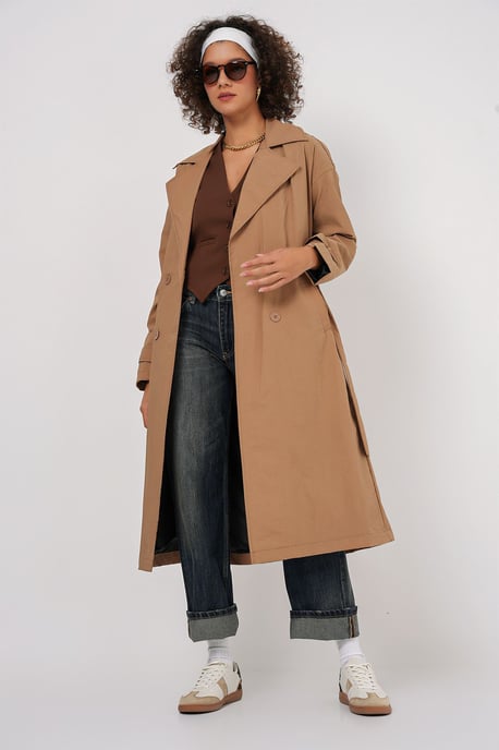 Doppelt gefütterter langer Trenchcoat - Image 3